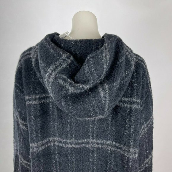 Eileen Fisher Chash Alpaca Blend Hooded Coat Lined Pockets Plaid Women XL NWT - Picture 14 of 16